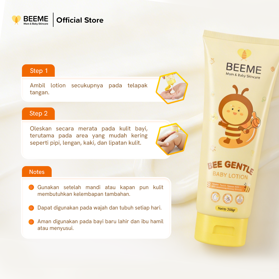 Beeme Bee Gentle Baby Lotion 200ml | Baby Lotion Pelembap Harian Bayi - Gambar 5