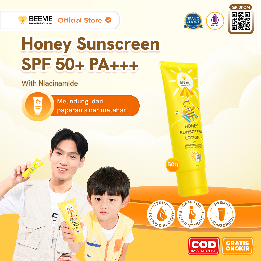 Beeme Honey Sunscreen Lotion with Niacinamide SPF 50+ PA +++ 50gr | Sunscreen Ibu dan Anak
