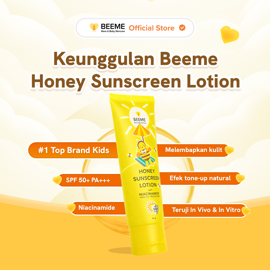 Beeme Honey Sunscreen Lotion with Niacinamide SPF 50+ PA +++ 50gr | Sunscreen Ibu dan Anak - Gambar 2