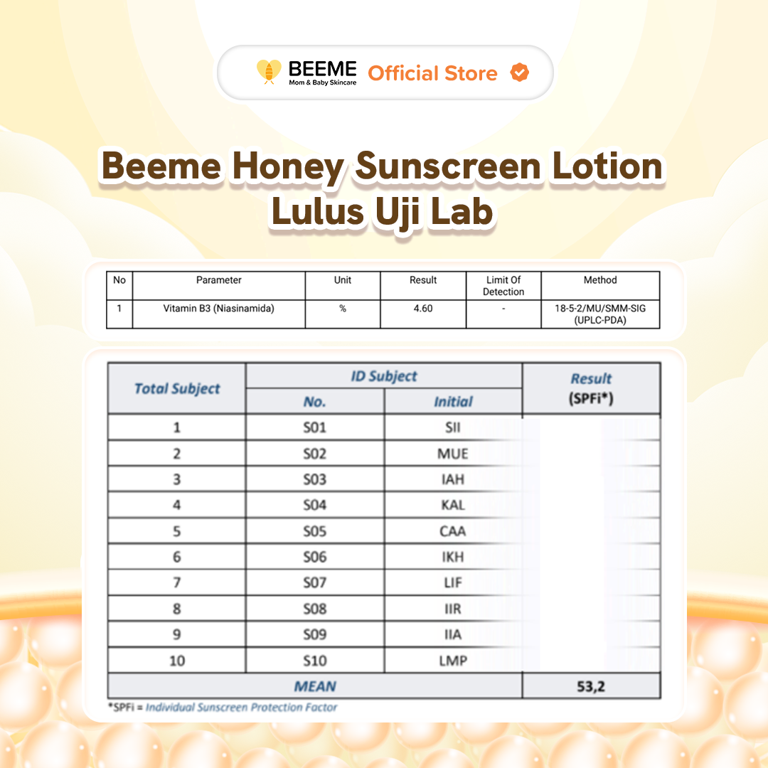 Beeme Honey Sunscreen Lotion with Niacinamide SPF 50+ PA +++ 50gr | Sunscreen Ibu dan Anak - Gambar 5