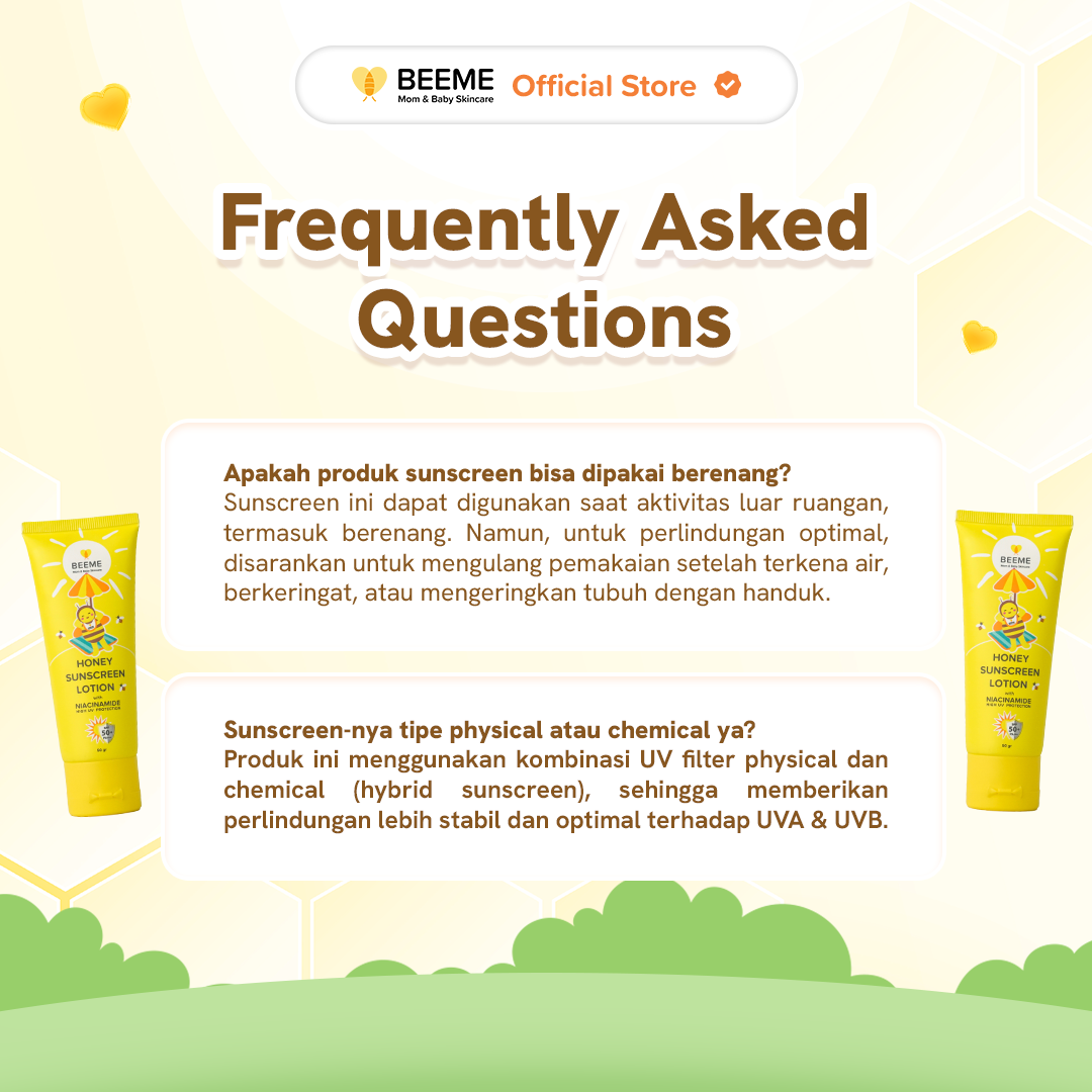 Beeme Honey Sunscreen Lotion with Niacinamide SPF 50+ PA +++ 50gr | Sunscreen Ibu dan Anak - Gambar 7
